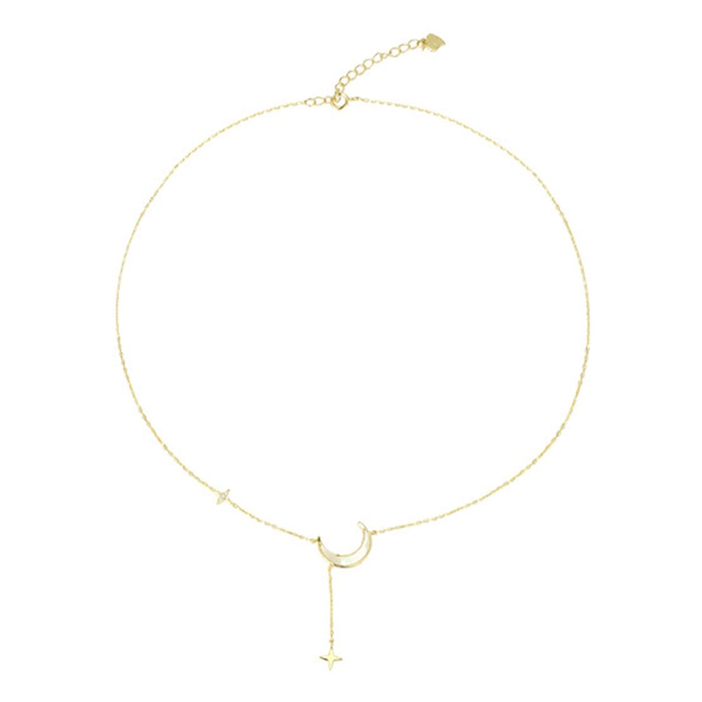 Bijoux délicats, Collier Unique au Design Croissant de Lune, Petite étoile, Pendentif Ras du Cou en Or délicat pour Femmes et Filles