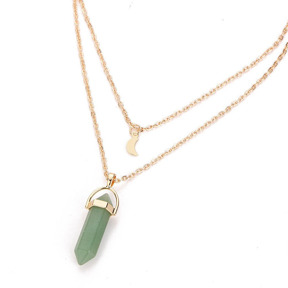 Routefuture Collier Femme Multicouche Irrégulier Cristal Pendentif, Bijoux Chaîne Cadeau pour Filles, Dames, Amie, Maman