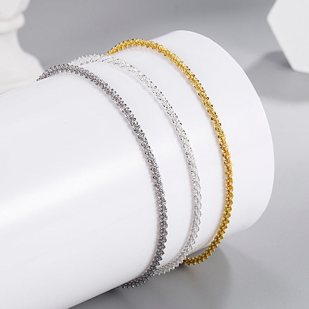 JOATVEE Bracelet étincelant pour femme en argent 925 réglable avec fleurs de gypsophile écrasées simple hypoallergénique de bijoux pour femmes filles