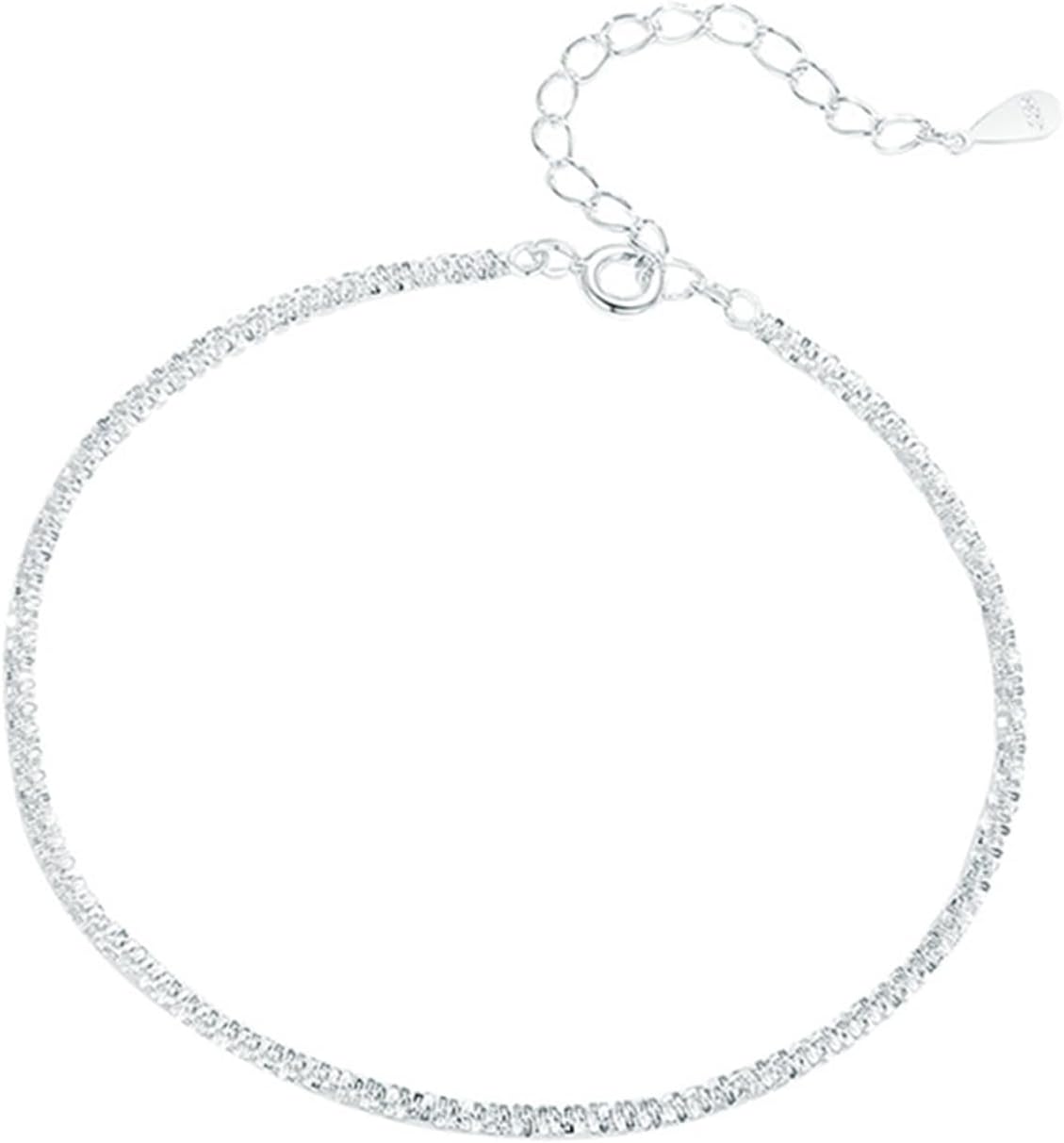 JOATVEE Bracelet étincelant pour femme en argent 925 réglable avec fleurs de gypsophile écrasées simple hypoallergénique de bijoux pour femmes filles