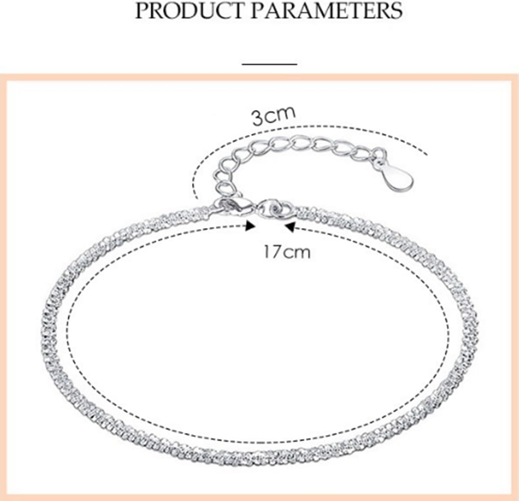 JOATVEE Bracelet étincelant pour femme en argent 925 réglable avec fleurs de gypsophile écrasées simple hypoallergénique de bijoux pour femmes filles