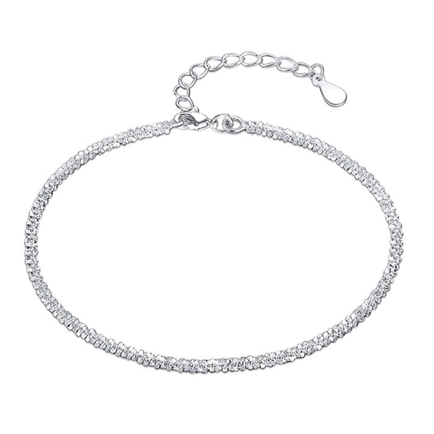 JOATVEE Bracelet étincelant pour femme en argent 925 réglable avec fleurs de gypsophile écrasées simple hypoallergénique de bijoux pour femmes filles