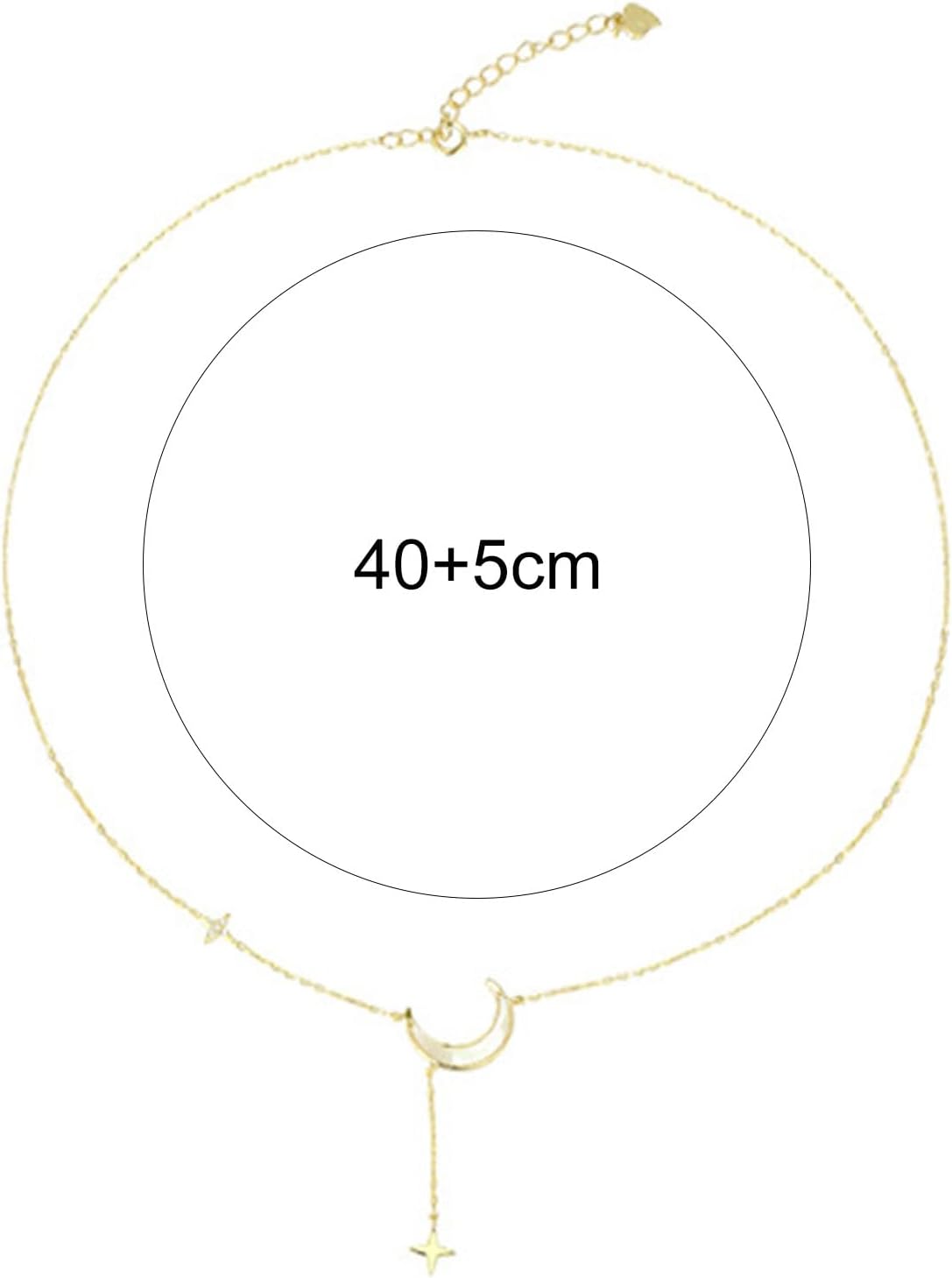 Bijoux délicats, Collier Unique au Design Croissant de Lune, Petite étoile, Pendentif Ras du Cou en Or délicat pour Femmes et Filles