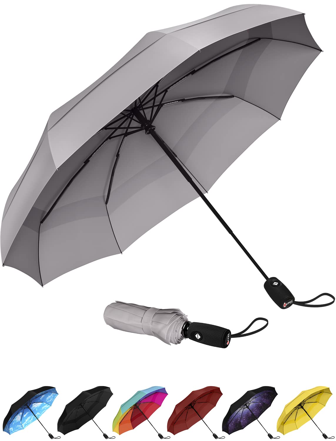 Repel Umbrella Windproof Travel Umbrellas for Rain - Easy Auto Open Close, Durable & Compact Umbrella, Strong Fiberglass Frame, Waterproof Canopy - Backpack, Purse, Portable Umbrella for Travel
