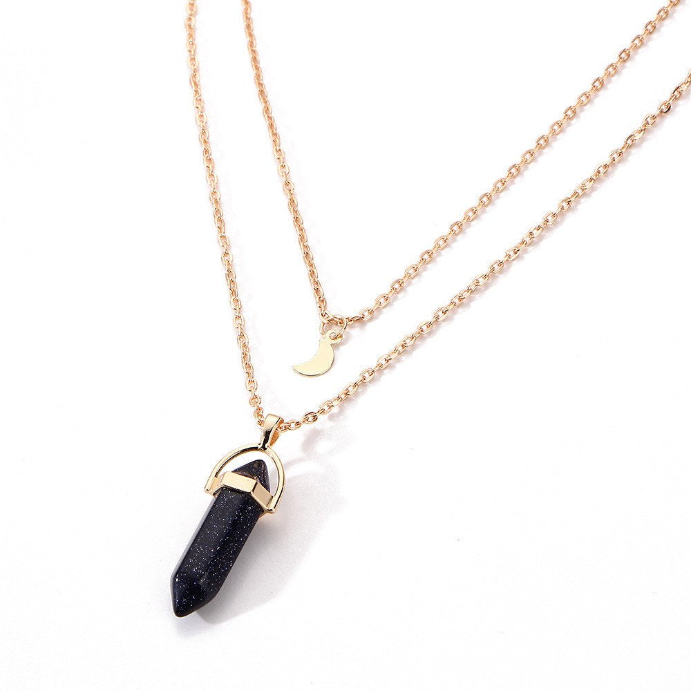 Routefuture Collier Femme Multicouche Irrégulier Cristal Pendentif, Bijoux Chaîne Cadeau pour Filles, Dames, Amie, Maman