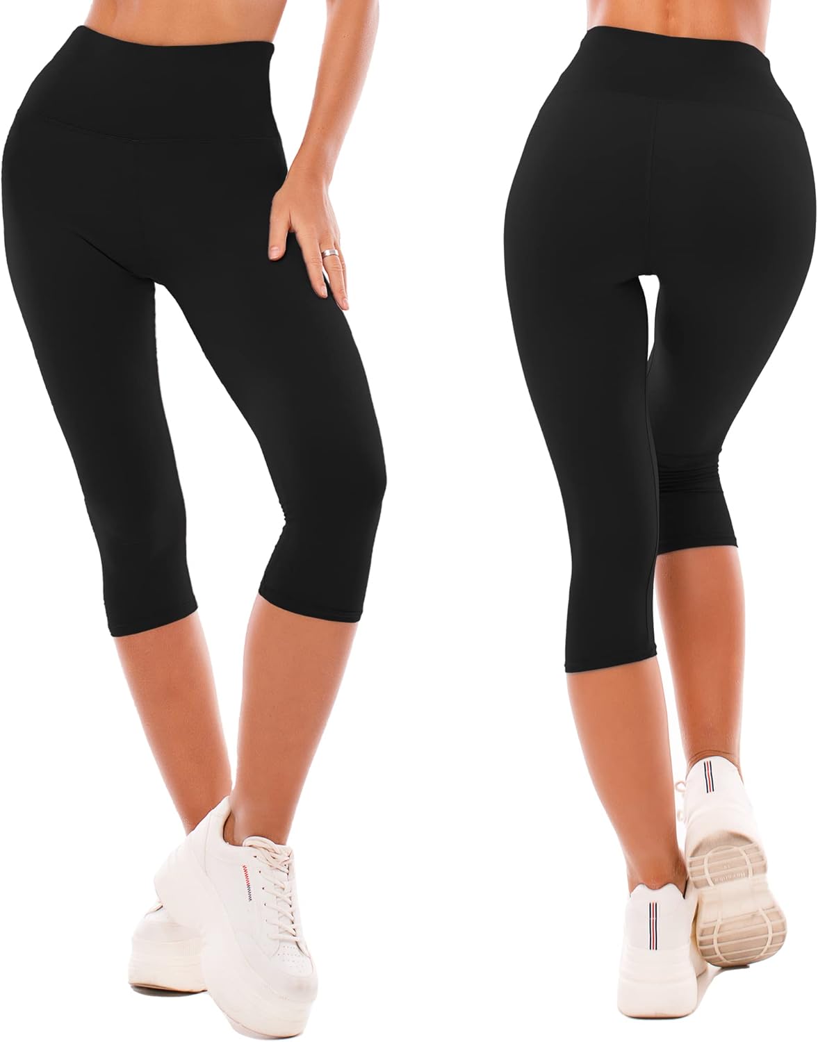 SINOPHANT Legging 3/4 Femmes Pantalon de Sport, Jegging Taille Haute Femme Yoga Opaque Doux Corsaire Pantacourt