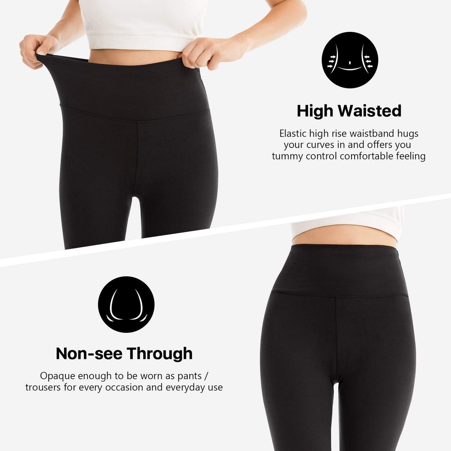 SINOPHANT Legging 3/4 Femmes Pantalon de Sport, Jegging Taille Haute Femme Yoga Opaque Doux Corsaire Pantacourt