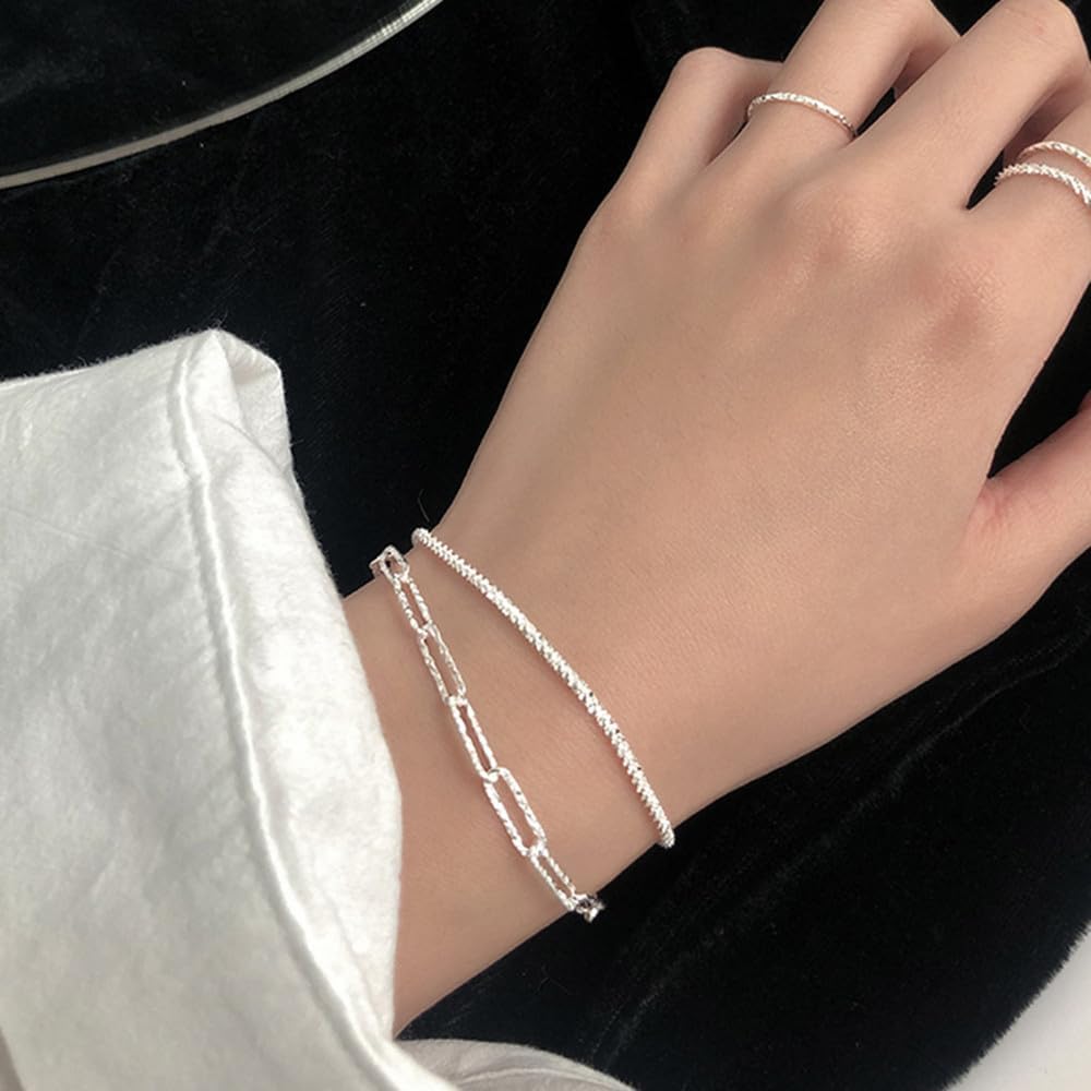 JOATVEE Bracelet étincelant pour femme en argent 925 réglable avec fleurs de gypsophile écrasées simple hypoallergénique de bijoux pour femmes filles