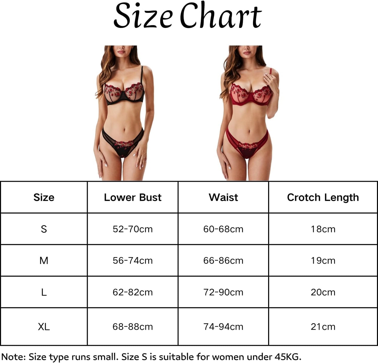 ROSVAJFY Ensemble de Lingerie Sexy pour Femme en Dentelle Broderie Florale, Soutien Gorge à Armatures et Culotte 2 Pièces, Coquine sous Vetements Feminins Hot Push Up Nuisettes