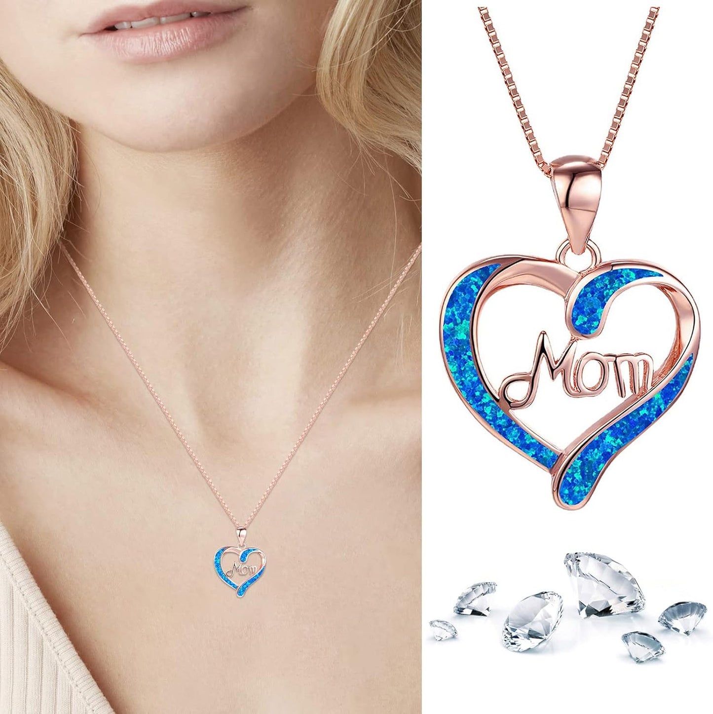 TianWlio Collier Femme Gravé en Pendentif Cœur Ajustable Bijoux Pendentif Tendance Anniversaire Cadeaux Maman Cadeaux Fille Mère Bijoux Collier