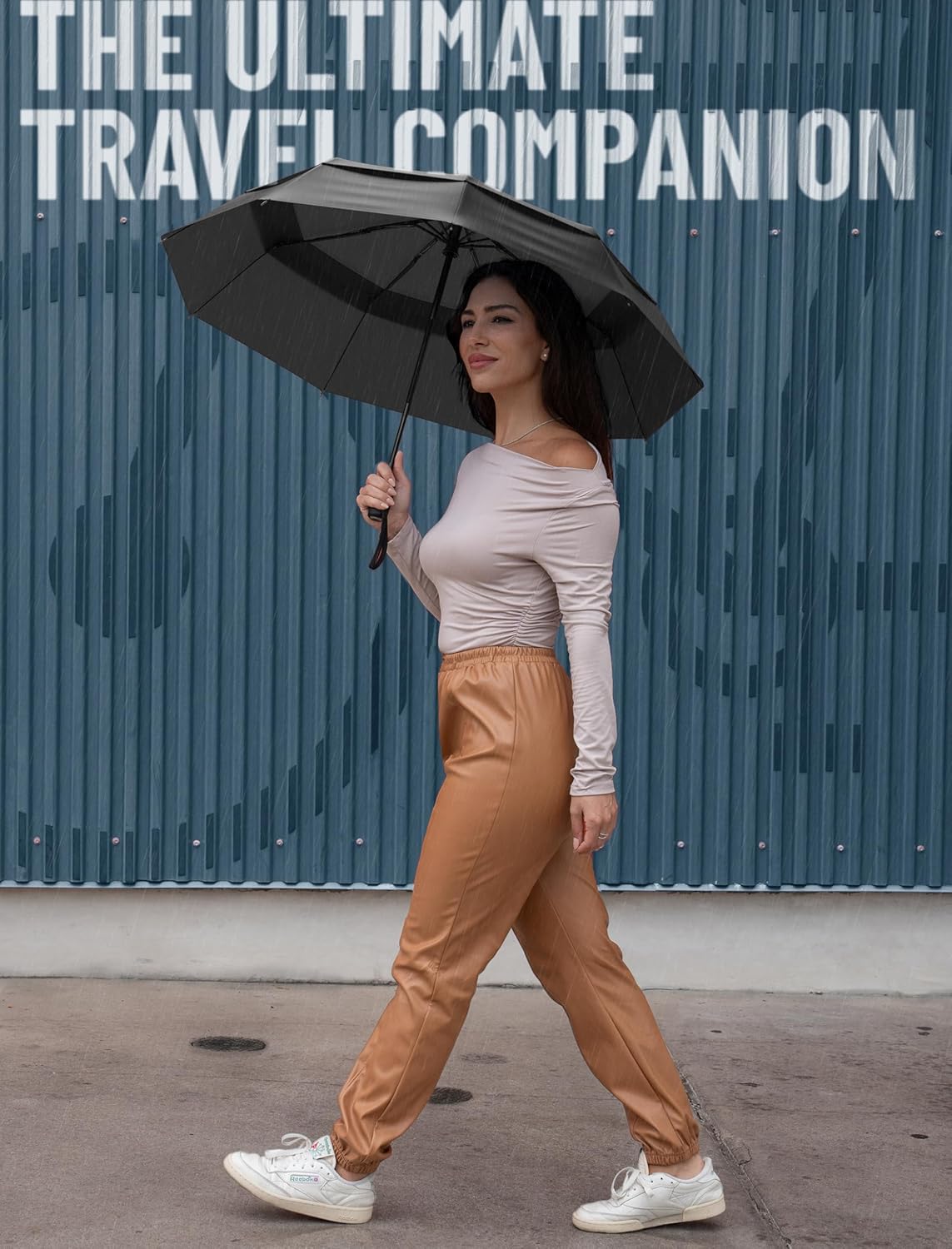 Repel Umbrella Windproof Travel Umbrellas for Rain - Easy Auto Open Close, Durable & Compact Umbrella, Strong Fiberglass Frame, Waterproof Canopy - Backpack, Purse, Portable Umbrella for Travel