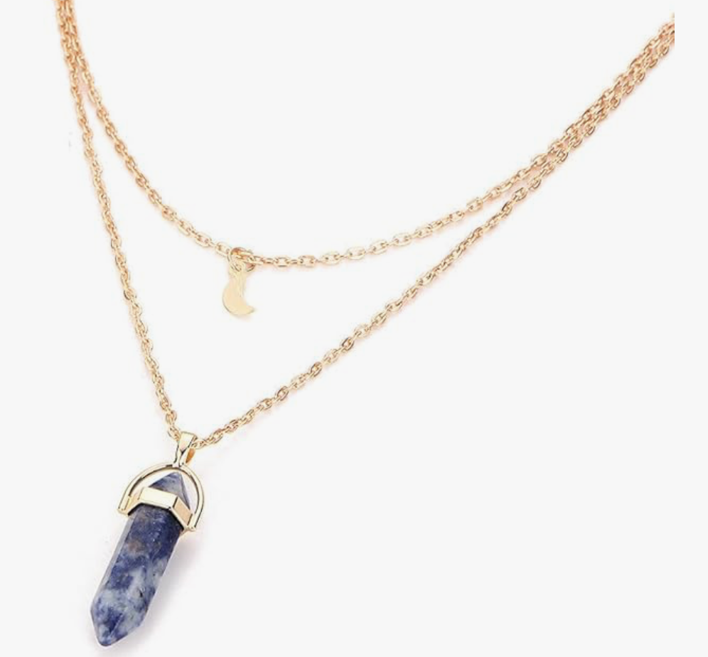 Routefuture Collier Femme Multicouche Irrégulier Cristal Pendentif, Bijoux Chaîne Cadeau pour Filles, Dames, Amie, Maman