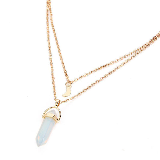 Routefuture Collier Femme Multicouche Irrégulier Cristal Pendentif, Bijoux Chaîne Cadeau pour Filles, Dames, Amie, Maman