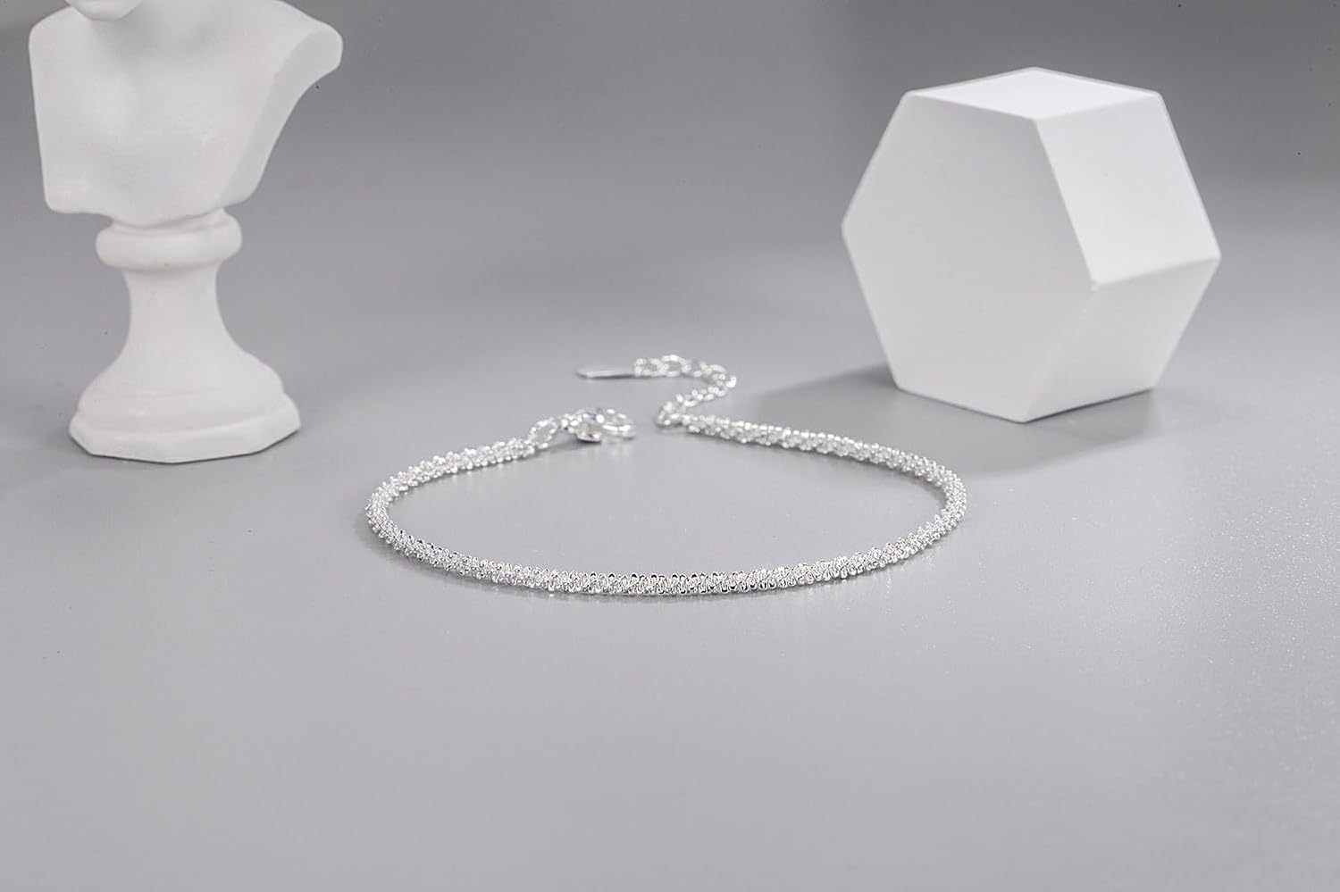 JOATVEE Bracelet étincelant pour femme en argent 925 réglable avec fleurs de gypsophile écrasées simple hypoallergénique de bijoux pour femmes filles
