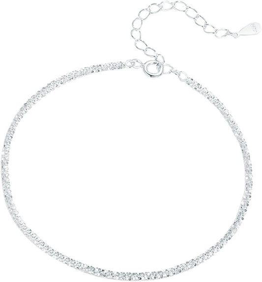 JOATVEE Bracelet étincelant pour femme en argent 925 réglable avec fleurs de gypsophile écrasées simple hypoallergénique de bijoux pour femmes filles