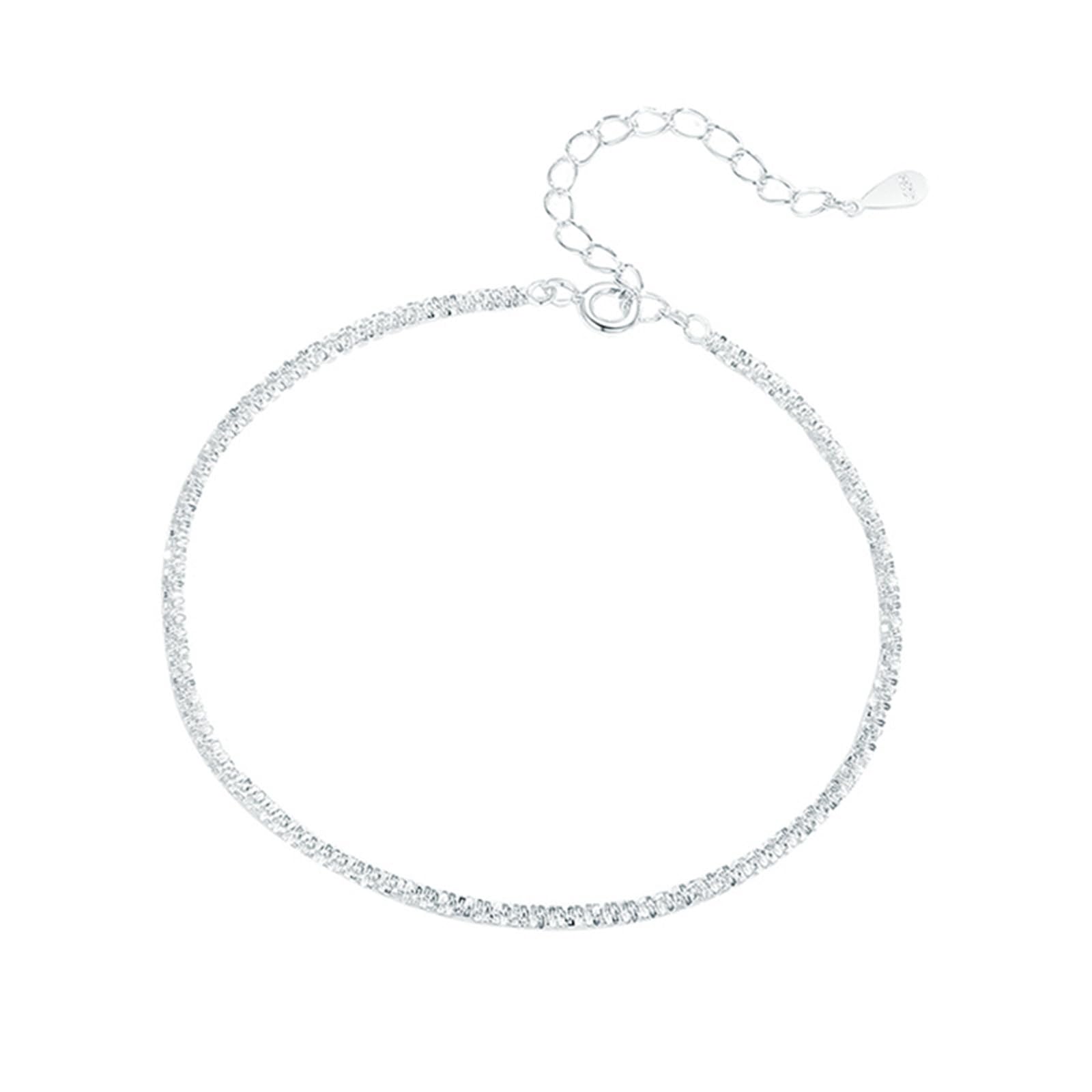 JOATVEE Bracelet étincelant pour femme en argent 925 réglable avec fleurs de gypsophile écrasées simple hypoallergénique de bijoux pour femmes filles