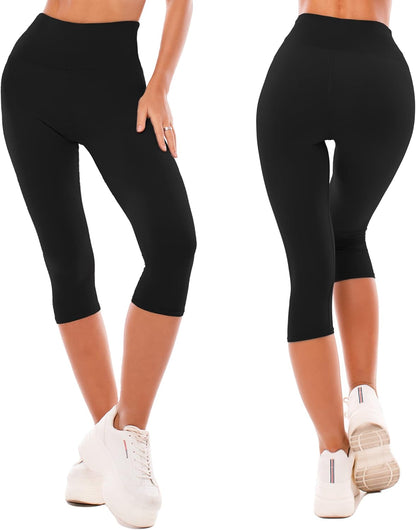 SINOPHANT Legging 3/4 Femmes Pantalon de Sport, Jegging Taille Haute Femme Yoga Opaque Doux Corsaire Pantacourt
