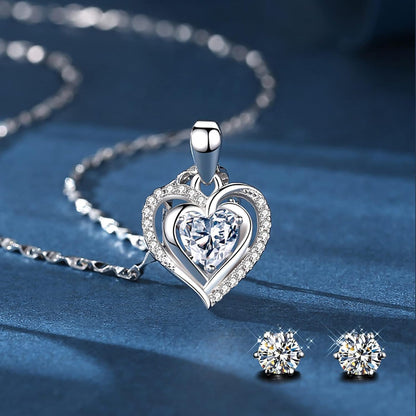 Miofula Rose Eternelle Cadeau Femme, Rose Éternelle avec Argent 925 Collier Boucles d'oreilles Bijoux Cadeau Anniversaire Femme, Préservée Rose Cadeau pour Elle la Noël, Saint-Valentin, Fête des mères