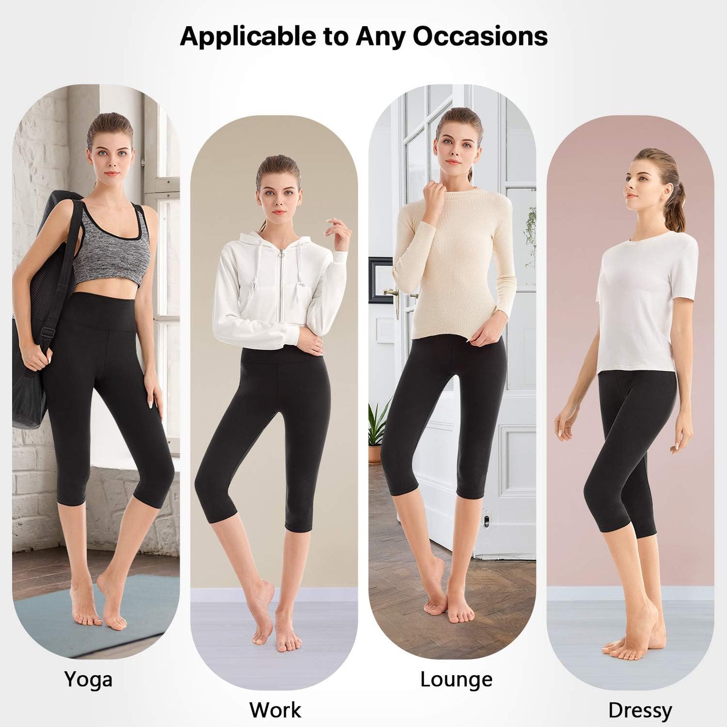 SINOPHANT Legging 3/4 Femmes Pantalon de Sport, Jegging Taille Haute Femme Yoga Opaque Doux Corsaire Pantacourt