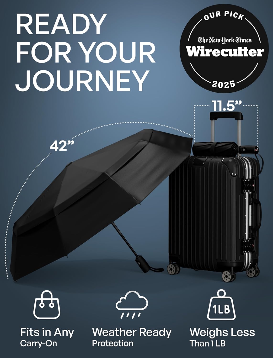 Repel Umbrella Windproof Travel Umbrellas for Rain - Easy Auto Open Close, Durable & Compact Umbrella, Strong Fiberglass Frame, Waterproof Canopy - Backpack, Purse, Portable Umbrella for Travel