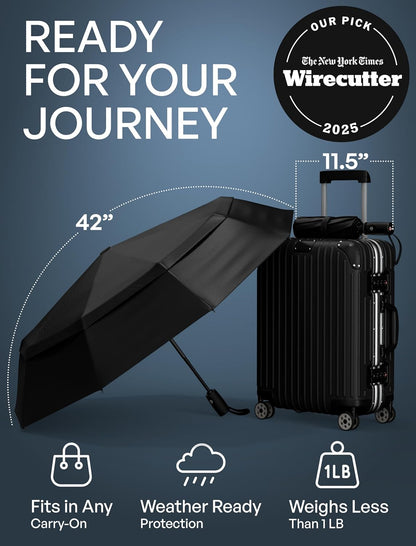 Repel Umbrella Windproof Travel Umbrellas for Rain - Easy Auto Open Close, Durable & Compact Umbrella, Strong Fiberglass Frame, Waterproof Canopy - Backpack, Purse, Portable Umbrella for Travel