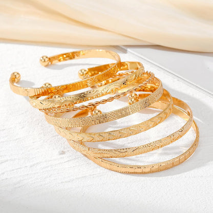 ikappy 7Pcs Vintage Élégant Twist Bracelet pour Femmes Filles Exagéré Personnalisé Réglable Ouverture Bracelet Bijoux Accessoires Cadeaux