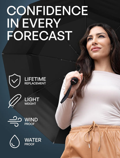 Repel Umbrella Windproof Travel Umbrellas for Rain - Easy Auto Open Close, Durable & Compact Umbrella, Strong Fiberglass Frame, Waterproof Canopy - Backpack, Purse, Portable Umbrella for Travel