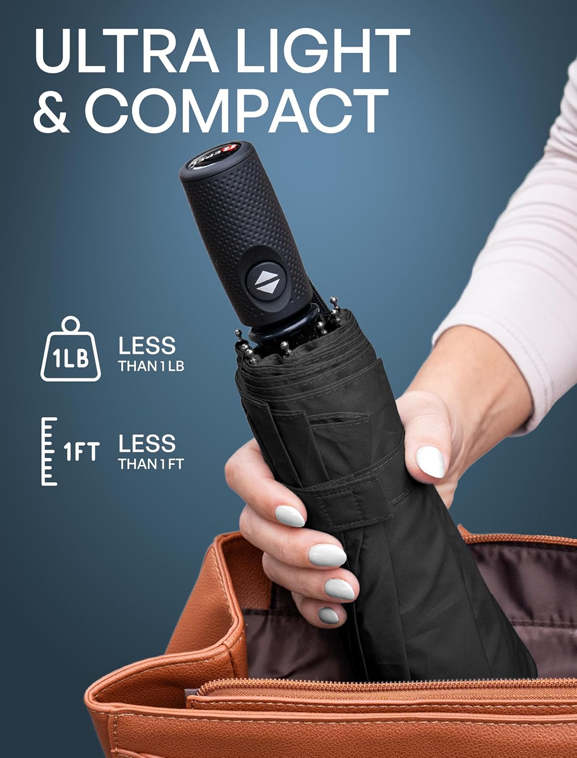 Repel Umbrella Windproof Travel Umbrellas for Rain - Easy Auto Open Close, Durable & Compact Umbrella, Strong Fiberglass Frame, Waterproof Canopy - Backpack, Purse, Portable Umbrella for Travel